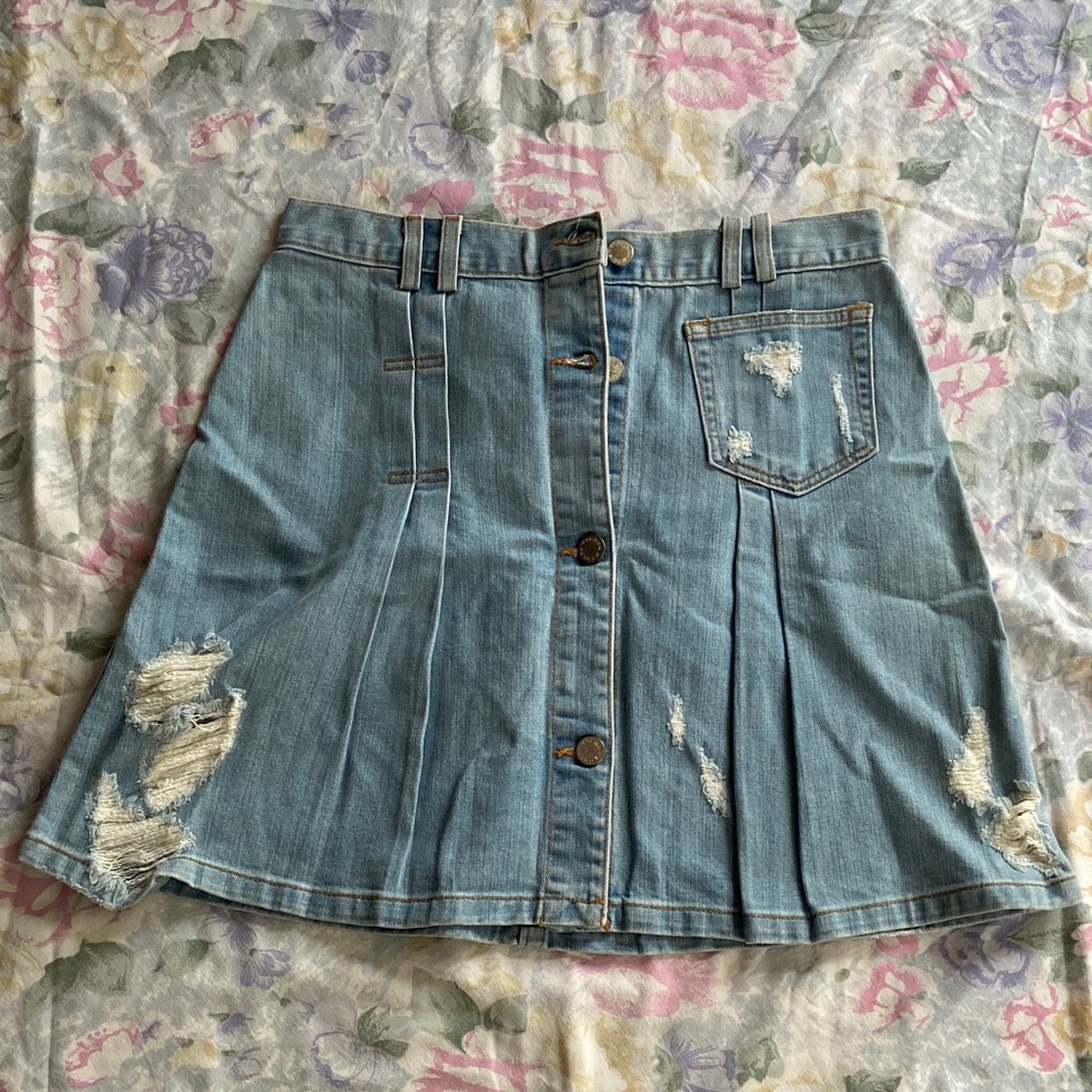 Public School denim button-up distressed skirt